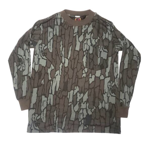 Vintage Blue Bill By RedHead Trebark Camo Long Sleeve Shirt USA Made Mens S - Picture 1 of 8